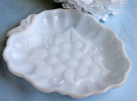 Milk Glass Leaf Shaped Bowl or Plate for Candy Bowl or Nuts