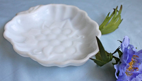Milk Glass Leaf Shaped Bowl or Plate for Candy Bowl or Nuts