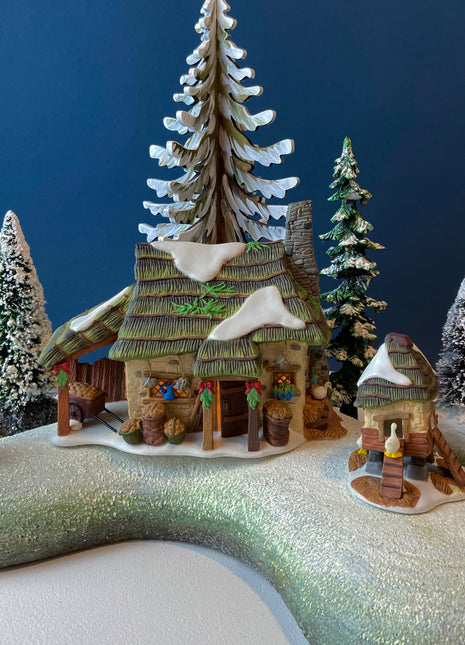 Dickens' Village Series. McShane Cottage and Matching Bird/Duck Coop. Illuminated Christmas Village House by Department 56. Holiday Decor.