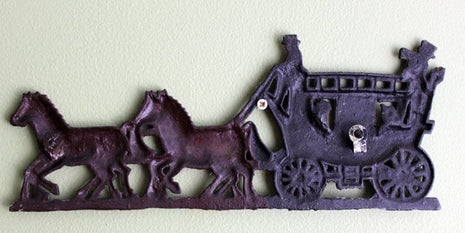 Cast Iron Carriage with Horses. Wall Hanging Rustic Home Decoration. Ready to Hang Wall Decor..