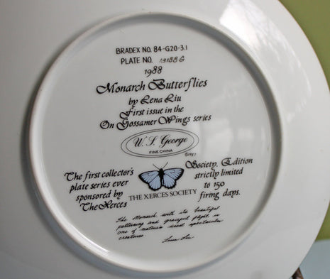 Display Plate Hand Painted Monarch Butterflies - Signed by Lena Liu
