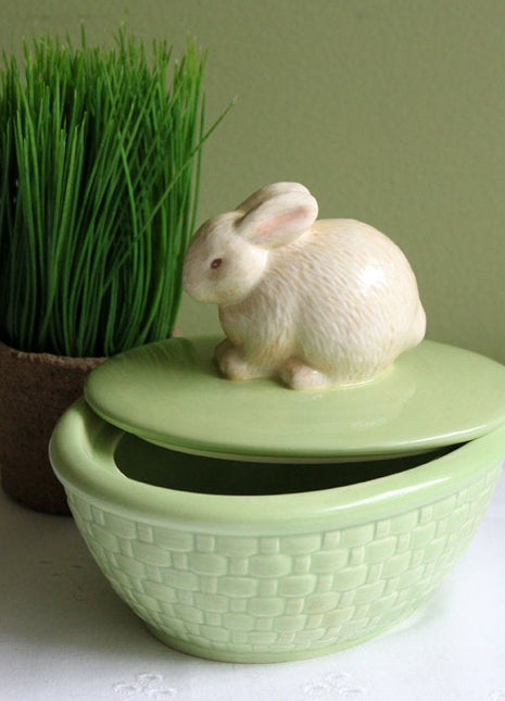 Chrisdon Brown Rabbit Figurine with Basket. Highly Collectible