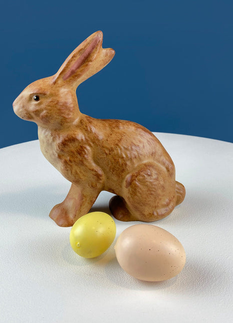 Brown Seated Bunny Figurine. Hand-Painted Vintage Easter Display. Spring Celebration. Shabby Chic Decor. Modern Farmhouse. Rustic Rabbit.