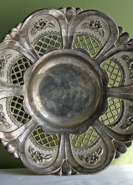 Silver Plated Bowl on Three Feet . Ornate Bowl.