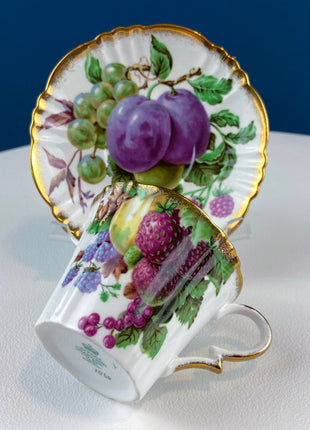 Vintage Tea Cup with Saucer by Royal Standard, England , 1060 , Fruit Pattern.