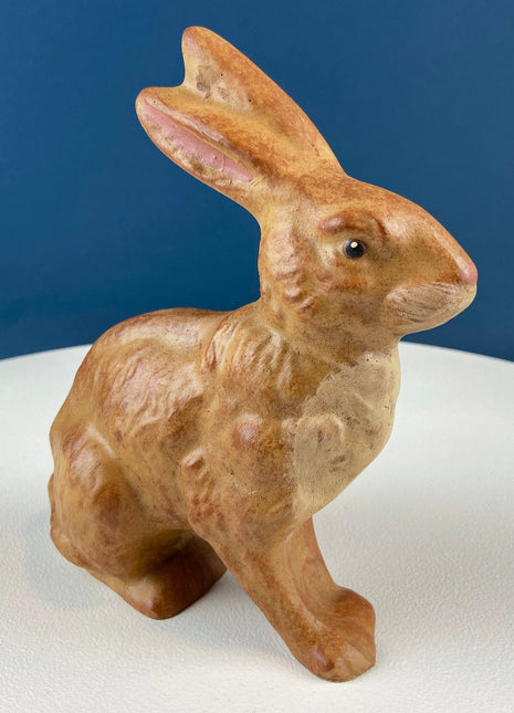 Brown Seated Bunny Figurine. Hand-Painted Vintage Easter Display. Spring Celebration. Shabby Chic Decor. Modern Farmhouse. Rustic Rabbit.