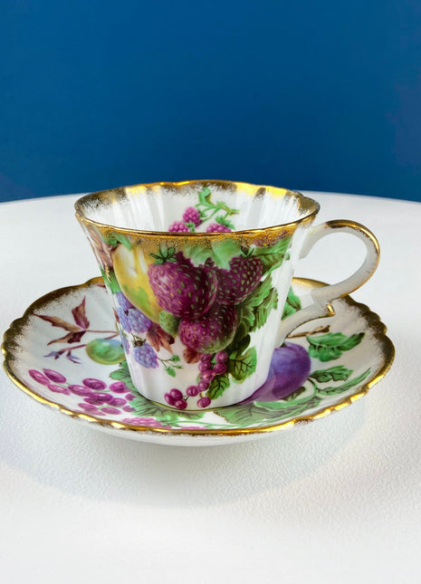 Vintage Tea Cup with Saucer by Royal Standard, England , 1060 , Fruit Pattern.