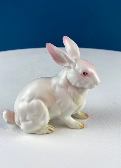 Vintage Lefton Bunny Figurine. Small Porcelain Sitting Rabbit. Hand-Painted Bunny. Easter/Spring Celebration. Collectible Table Decor.