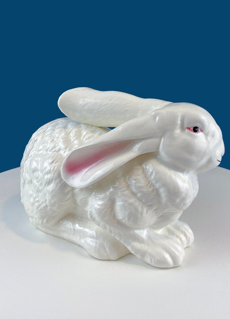XL White Ceramic Hare Figurine. Cute Rabbit Statue with Long Ears. Table Centerpiece. Easter Spring Celebration. Modern Farmhouse.