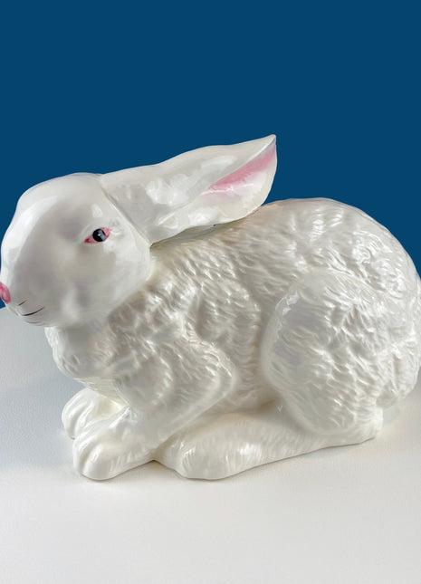 XL White Ceramic Hare Figurine. Cute Rabbit Statue with Long Ears. Table Centerpiece. Easter Spring Celebration. Modern Farmhouse.