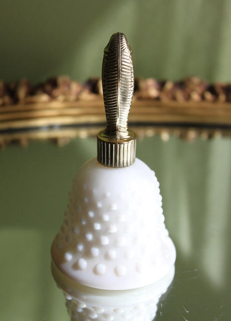 Vintage Milk Glass Hobnail Perfume Bottle Shaped as a Bell