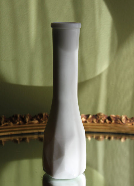 Milk Glass Vases With Faceted Pattern Texture. Home Decor Vase or Wedding Reception Decor.