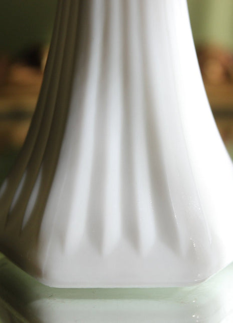 Milk Glass Vase with Ribbed Pattern