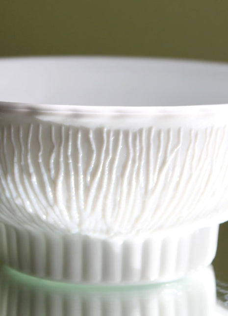Milk Glass Bowl with Organic Texture - Wedding or Home Decor