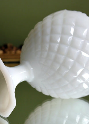 Milk Glass Hobnail Goblet with Pinched Edge. White Footed Candy or Trinket Dish. Toothpick Holder or Vase.