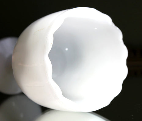 Milk Glass Goblet. Modern Goblet with Scalloped Edge and Embossed Stars. Footed Bowl.