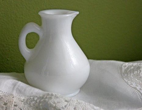 Avon Milk Glass Small Pitcher - Strawberry transfer