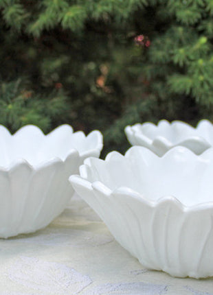 Set of Three Milk Glass Bowls with Daisy Pattern
