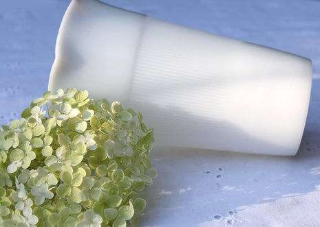 Milk Glass Vase with Rib Pattern and Scalloped Rim. Collectible or Wedding Milk Glass.