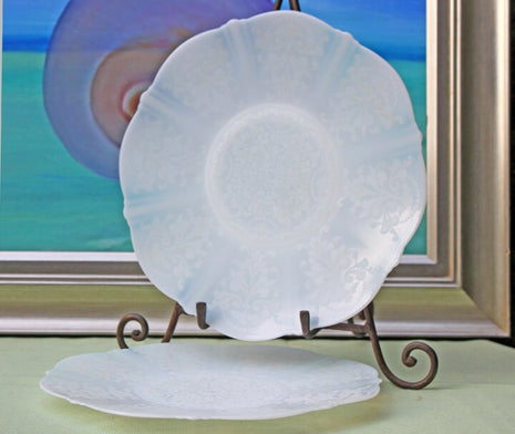 Antique Moonstone Opalescent Platter. 1930 American Sweetheart Pattern Plate. Etched Depression Glass Platter. Rare Finding Collectibles.