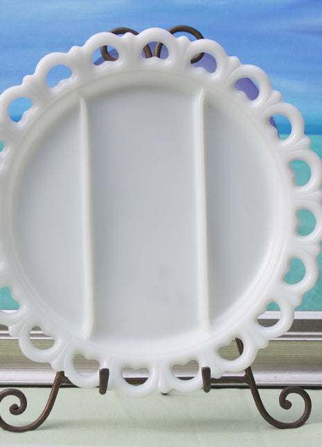 Large Divided Platter with Lacy Rim by AH Old Colony