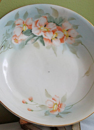 Antique Bowl with Handles - Hand Painted with Apple Blossoms