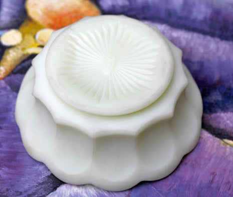 Fenton Satin Yellow Milk Glass Bowl with Embossed Grapes