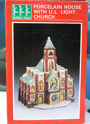 Christmas Village Cathedral with Lights by Holiday Magic