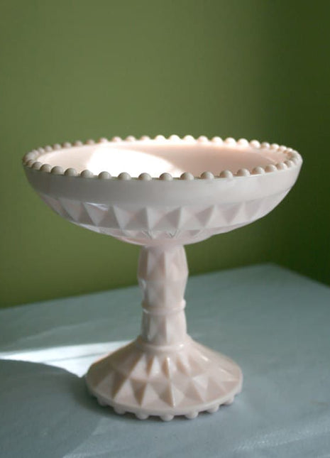 Pink Milk Glass Footed Bowl, Candy Bowl or Compote .
