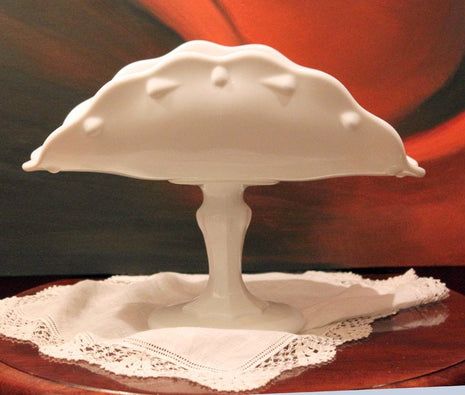 Milk Glass Footed Banana Bowl with Tear Drop Design