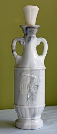 Marbled Milk Glass Bottle with Surface Relief of Athlete