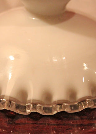 Fenton Milk Glass Candle Stick Holder with Silvercrest Pattern