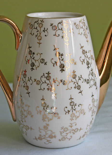 Antique Coffee Pot - Romantic Scene, 22K Handle and Spout