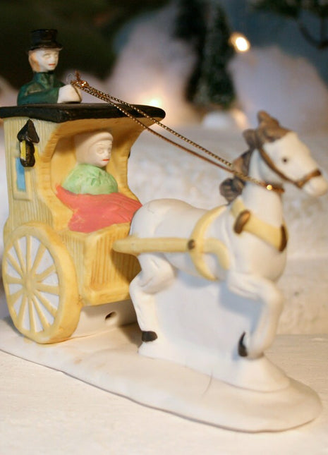 Christmas Village Figurines Dickensville Horse & Carriage, Driver