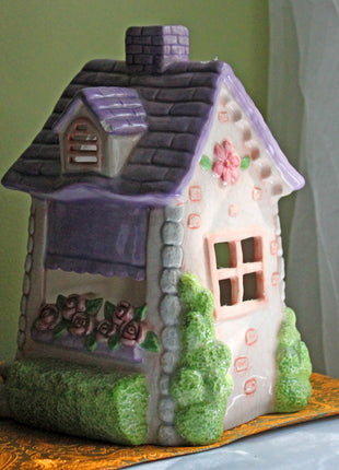 Porcelain Fairy Land House Hand Crafted Candle Cloche