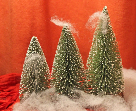 Christmas Decoration Wire Pine Tree Trio on Wood Base