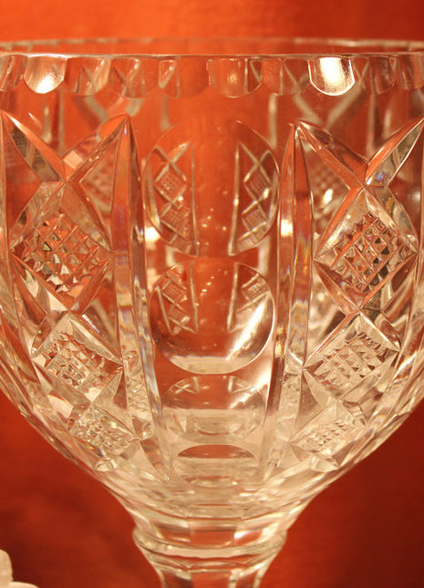 Large Crystal Footed Vase with Pedestal - Moon, Stars, Diamond Pattern