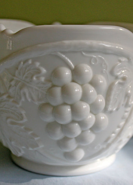 Duncan Miller Palm Beach Grape Pattern Milk Glass Bowl