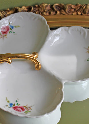Divided Porcelain Bowl with Handle in Shape of Shells