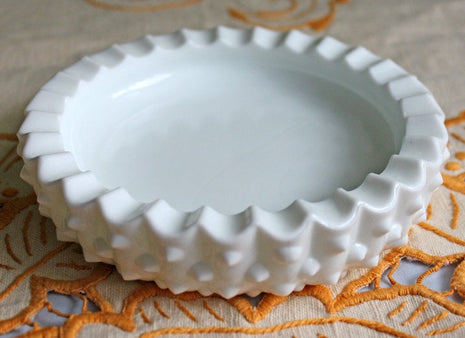 Milk Glass Ashtray with Hobnail Pattern. Gift for Smokers.