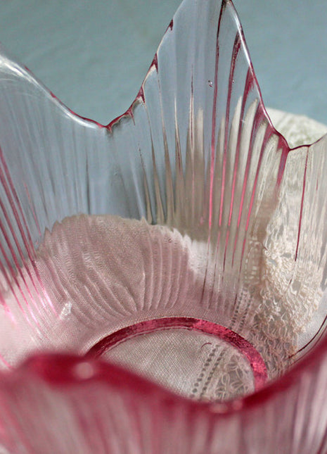 Tulip Shape Lavender Color Art Glass Candy Bowl