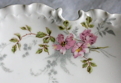 Antique Hand Painted Porcelain Ornate Footed Bowl