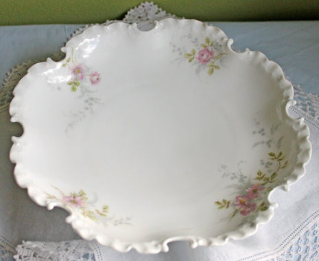 Antique Hand Painted Porcelain Ornate Footed Bowl