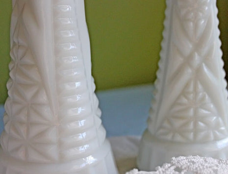 Milk Glass Flute Vase.  Vase for Wedding Floral Arrangements or Home Decoration. 9" Milk Glass Vase.