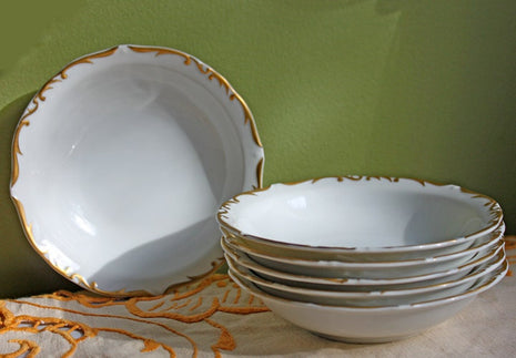 Antique Berry Bowls with Gold Rim Decor by Brenton Regency , Japan.  Set of Six.