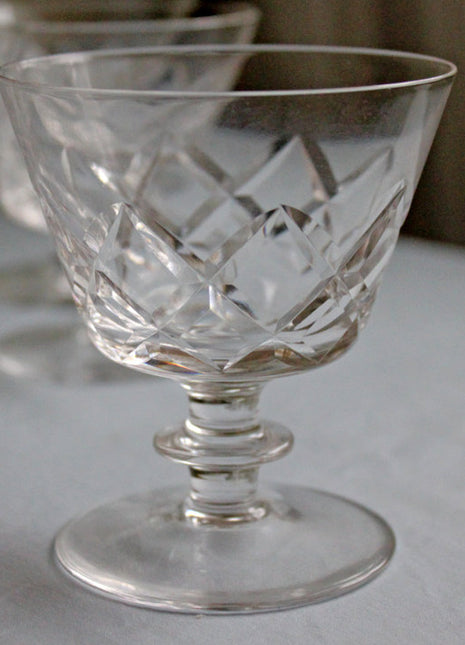 Six Antique Crystal Cocktail Glasses - Fine Stemware