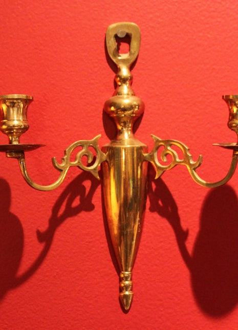 Wall Brass Candle Holder for Two Candles