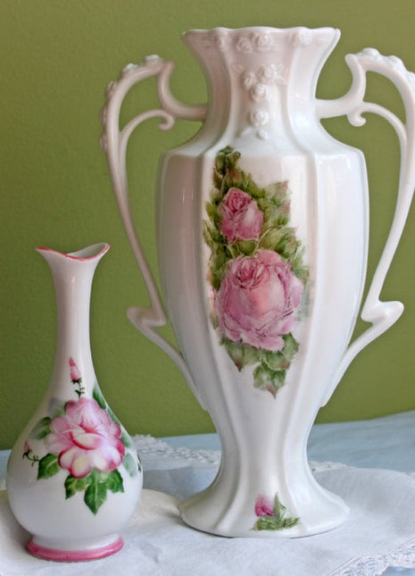 Vase. Porcelain Urn Shaped Vase Hand Painted. Vase Signed by Artist.