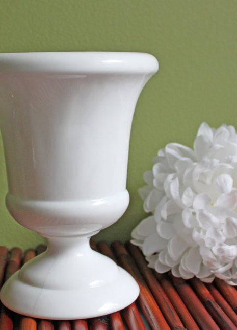 Milk Glass Vase or Planter. Footed Milk Glass Vase or Planter. Simple Modern Design Vase.