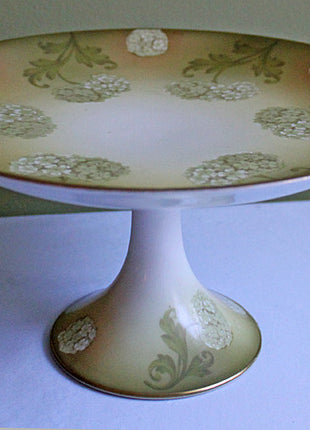 Antique Footed Cake Stand or Dessert Tray - Hydrangea